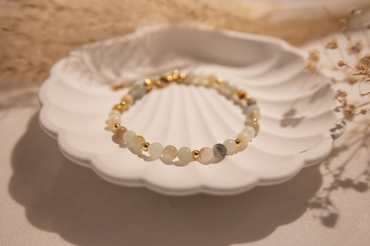 Amazonite light blue bracelet gold plated