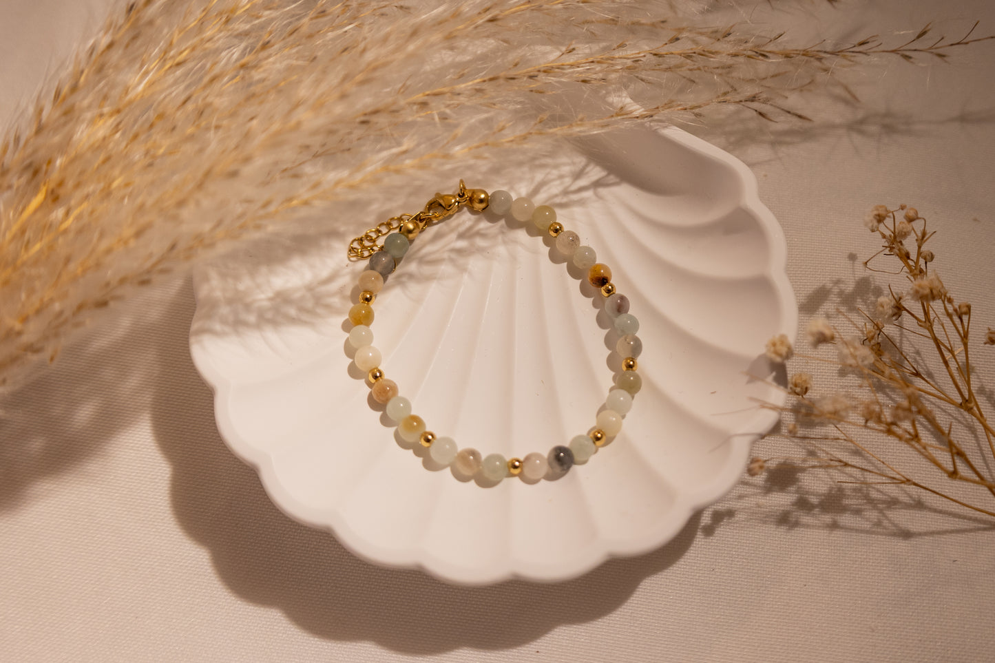 Amazonite light blue bracelet gold plated